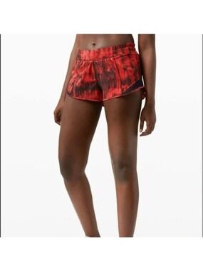 Lululemon Hottie Hot Shorts Red/Black Tie-Dye Running Shorts 8